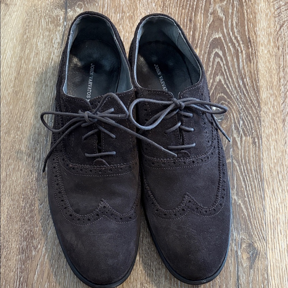 John Varvatos Brown Suede Oxford Shoes